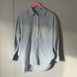 MAEVE Anthropologie Long Sleeve Blue and White Striped Dress